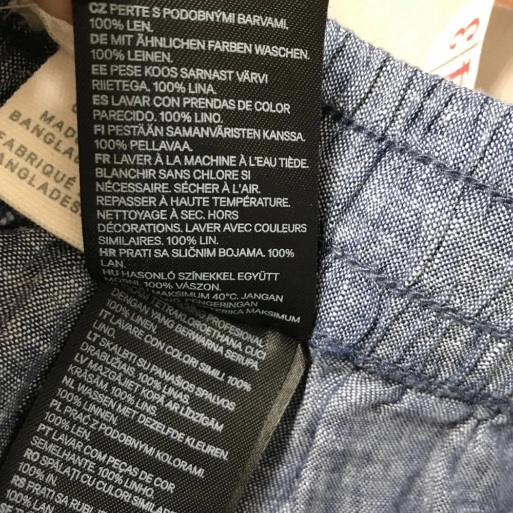 H&M LINEN BLUE TROUSER PANTS WOMENS 4
